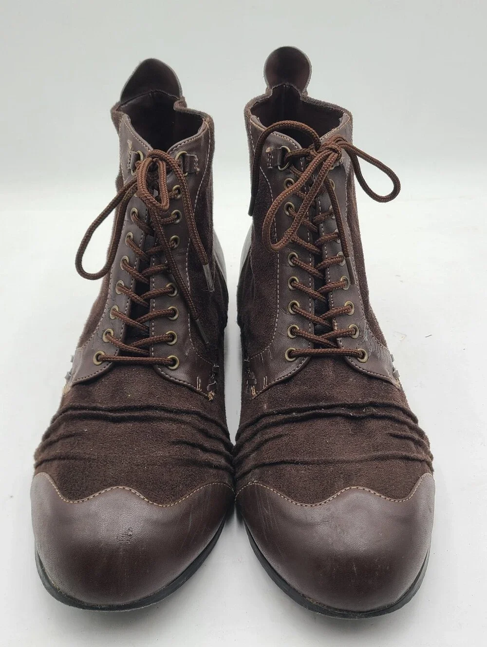 B49 The Mad Hatter Brown Leather Boots FUNTASMA Size 12-13 L